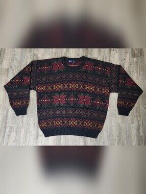 Mens Vintage Honors Geometric Knit Sweater Size 2XL Grunge Y2k Cosby Grandpa 90s